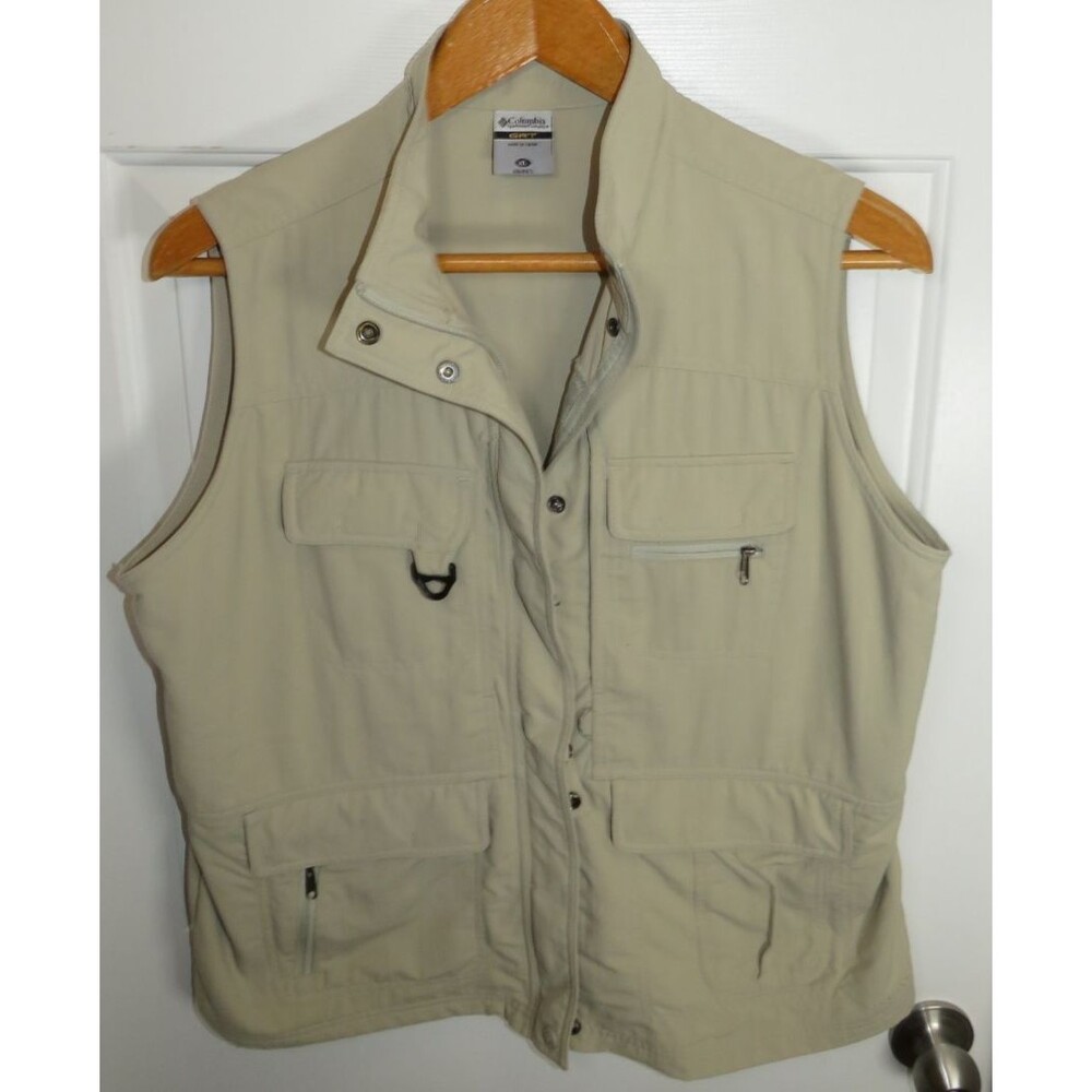 Columbia GRT Womens Khaki Tan Utility Fishing Hiking Vest Multi Pocket XL